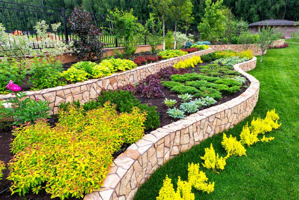 Landscape,Design,Of,Nice,Home,Garden,,Natural,Landscaping,With,Decorative